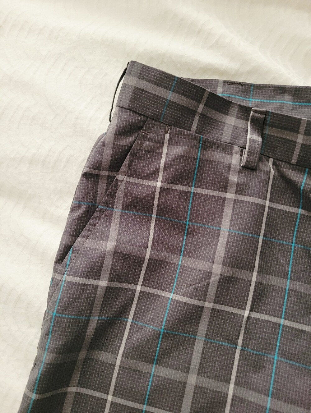 PGA TOUR Golf Shorts Mens 38 Gray Plaid Performance Active Chino Flat Front